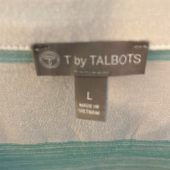 NWOT Talbots Blue, White And Purple Striped Top With Three-Quarter Sleeves - Picture 3 of 9